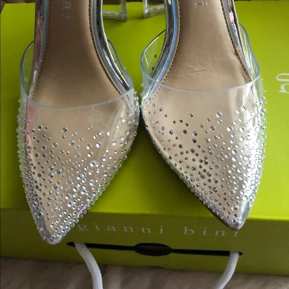Gianni Bini Clear Rhinestone Studded Heels - Picture 3 of 12